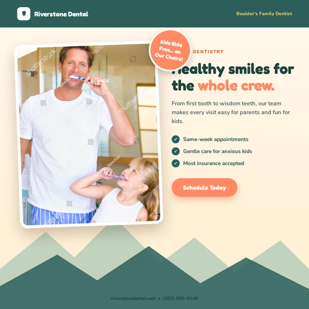 Ad with the MCP: a licensed photo of a father and daughter brushing their teeth together.