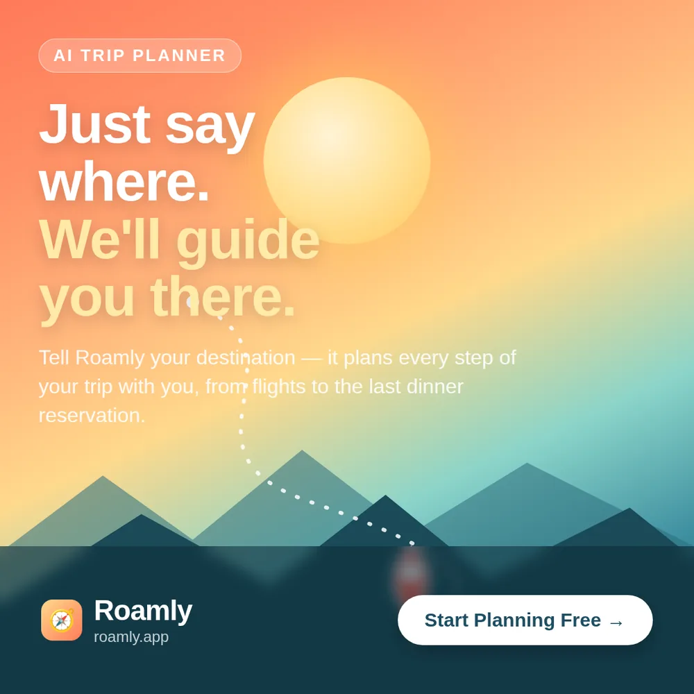 Ad without the MCP: an invented landscape built from CSS gradients and a drawn sun.
